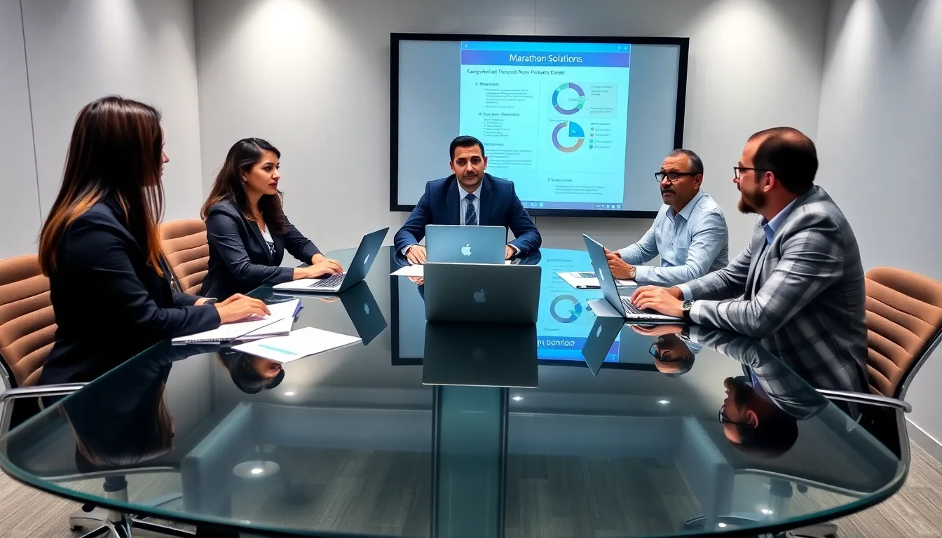 diverse team of debt collectors in a modern office meeting.